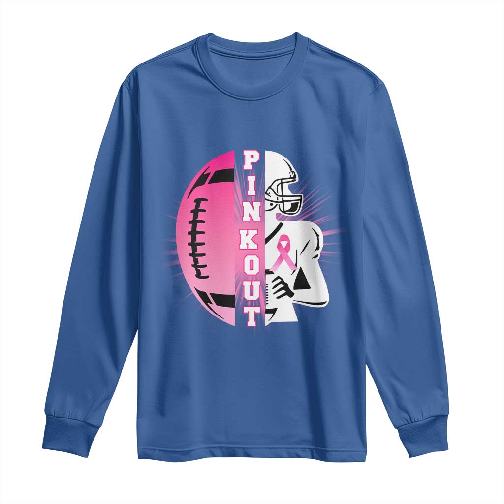 Pink Out Game Day Football Long Sleeve Shirt Breast Cancer Support - Wonder Print Shop