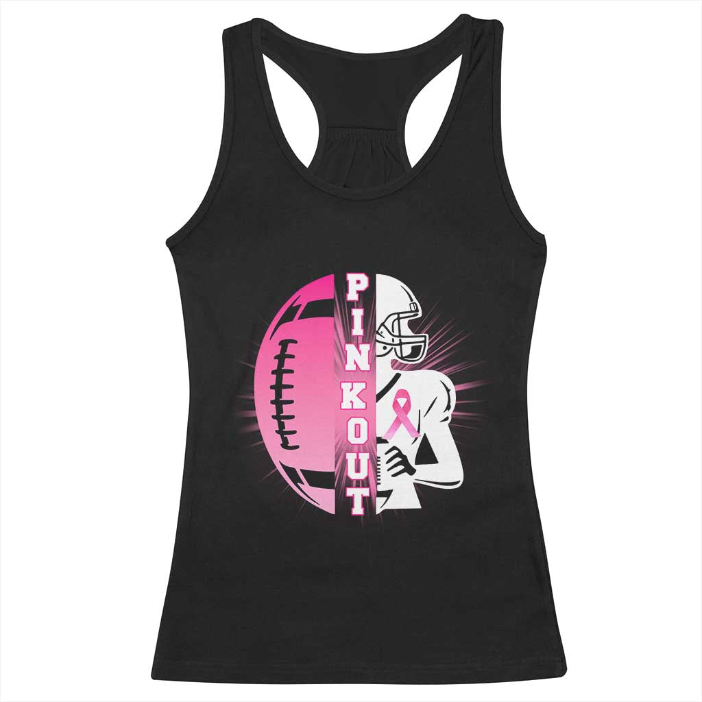 Pink Out Game Day Football Racerback Tank Top Breast Cancer Support - Wonder Print Shop
