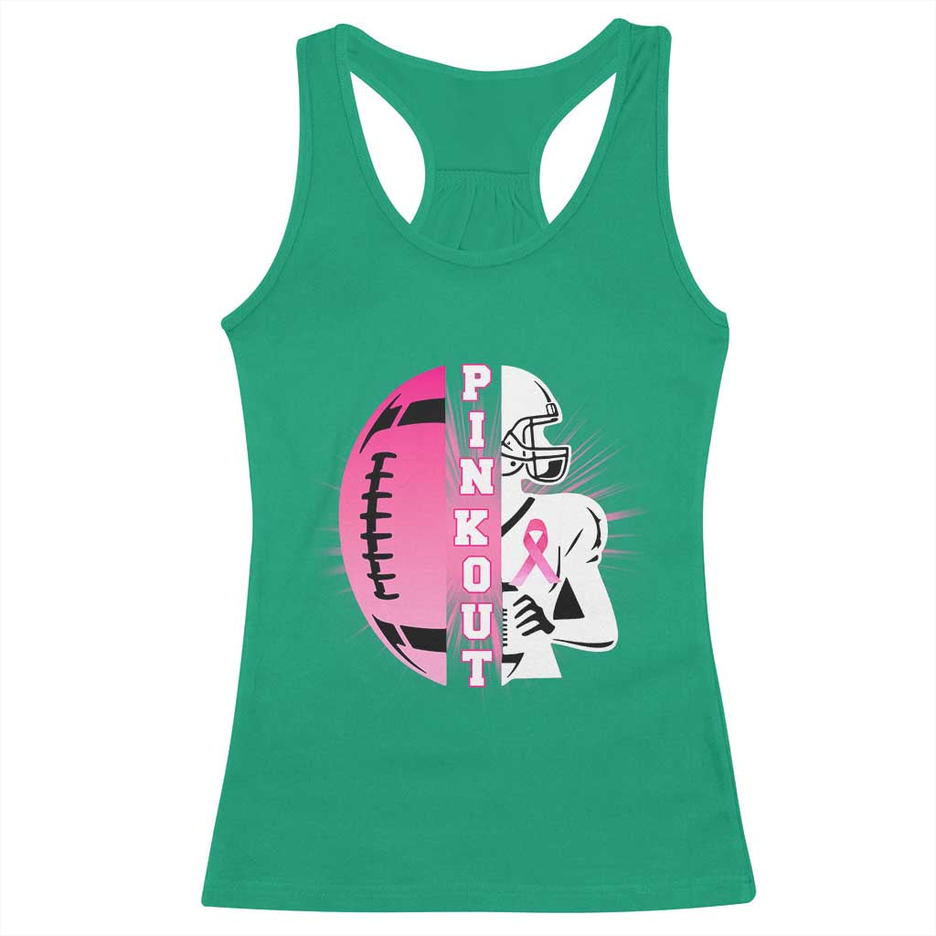 Pink Out Game Day Football Racerback Tank Top Breast Cancer Support - Wonder Print Shop