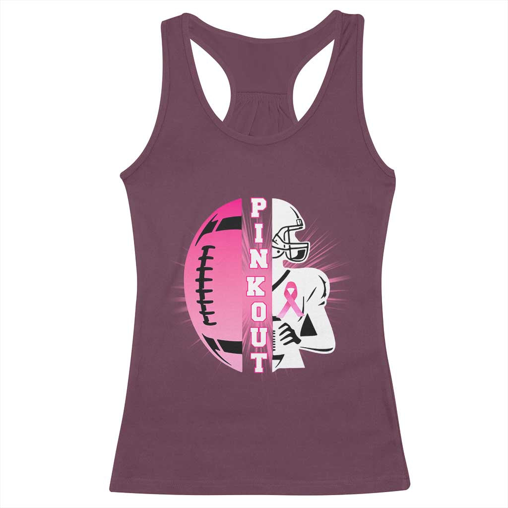 Pink Out Game Day Football Racerback Tank Top Breast Cancer Support - Wonder Print Shop