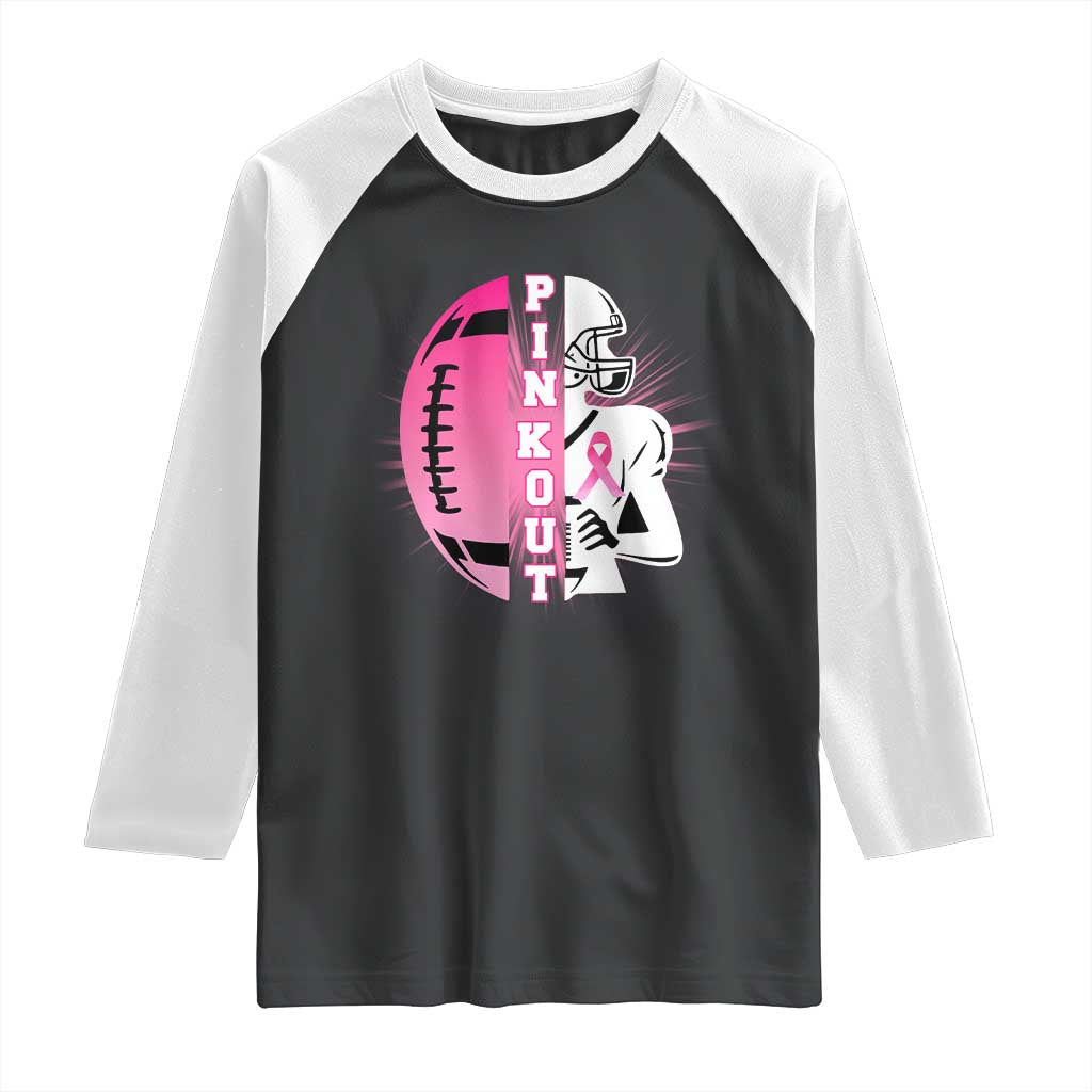 Pink Out Game Day Football Raglan Shirt Breast Cancer Support - Wonder Print Shop