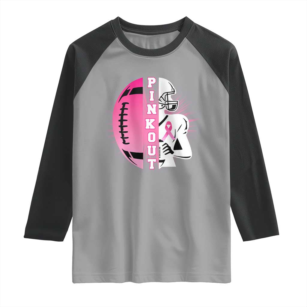 Pink Out Game Day Football Raglan Shirt Breast Cancer Support - Wonder Print Shop
