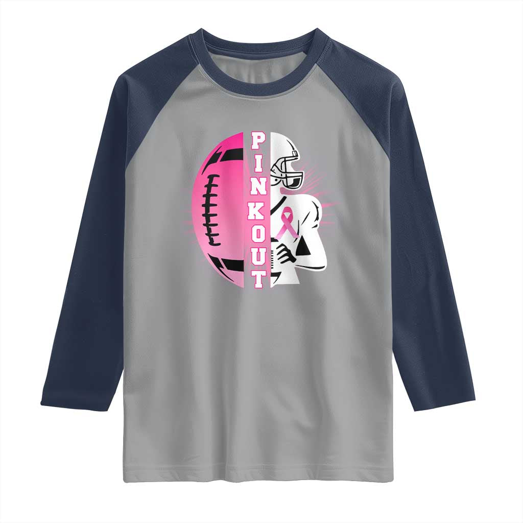 Pink Out Game Day Football Raglan Shirt Breast Cancer Support - Wonder Print Shop