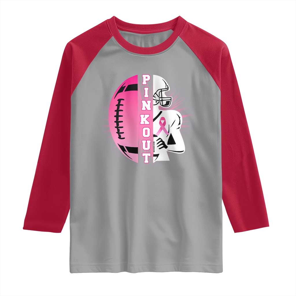 Pink Out Game Day Football Raglan Shirt Breast Cancer Support - Wonder Print Shop