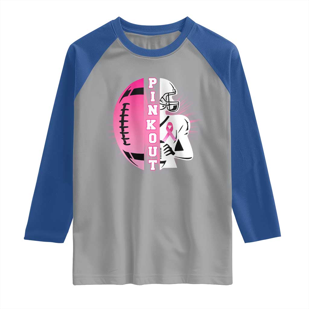 Pink Out Game Day Football Raglan Shirt Breast Cancer Support - Wonder Print Shop