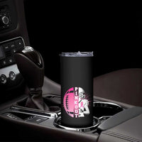 Pink Out Game Day Football Skinny Tumbler Breast Cancer Support