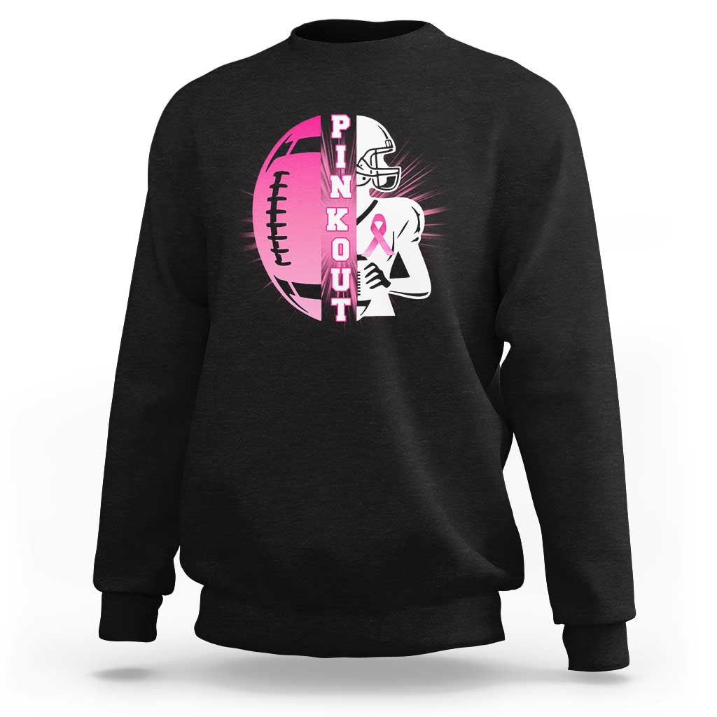 Pink Out Game Day Football Sweatshirt Breast Cancer Support - Wonder Print Shop