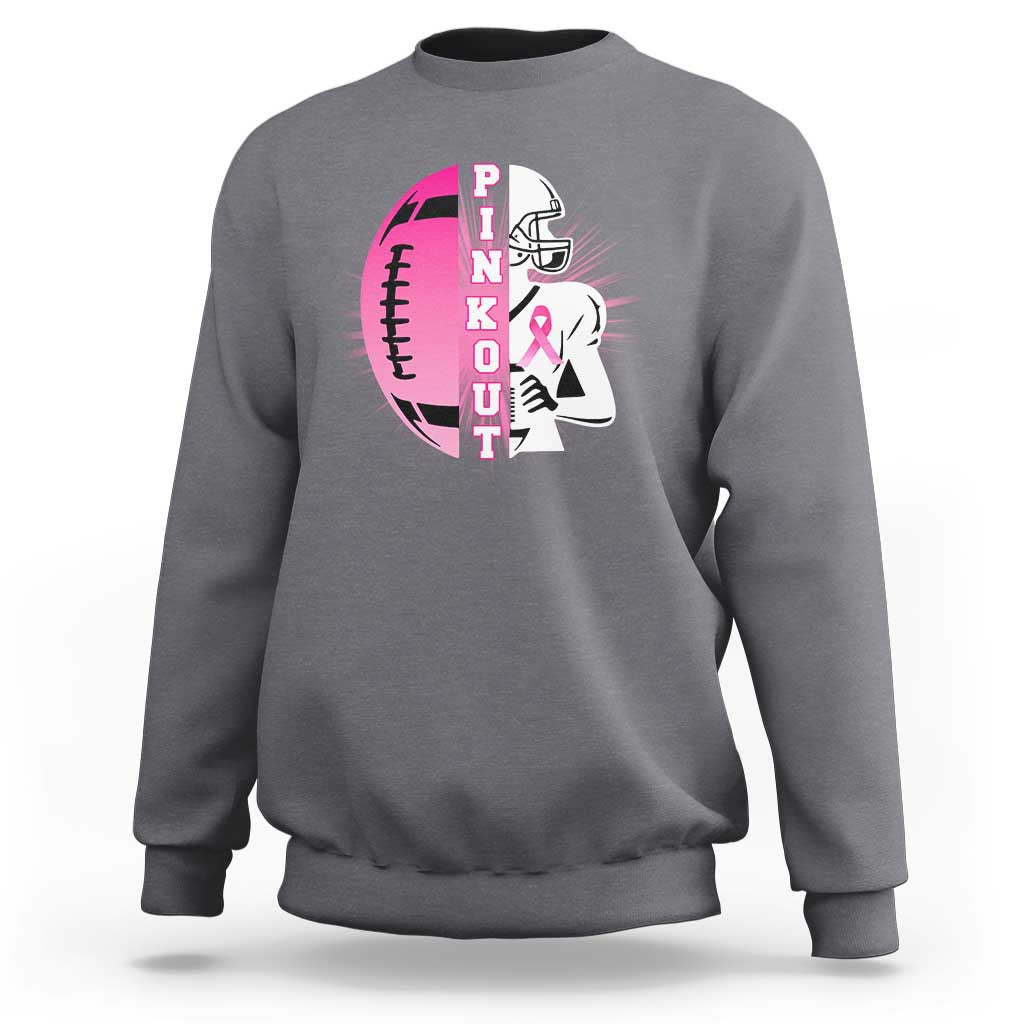 Pink Out Game Day Football Sweatshirt Breast Cancer Support - Wonder Print Shop