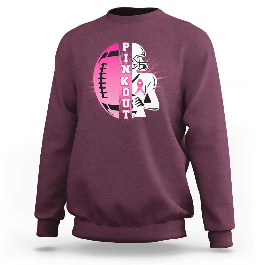 Pink Out Game Day Football Sweatshirt Breast Cancer Support - Wonder Print Shop