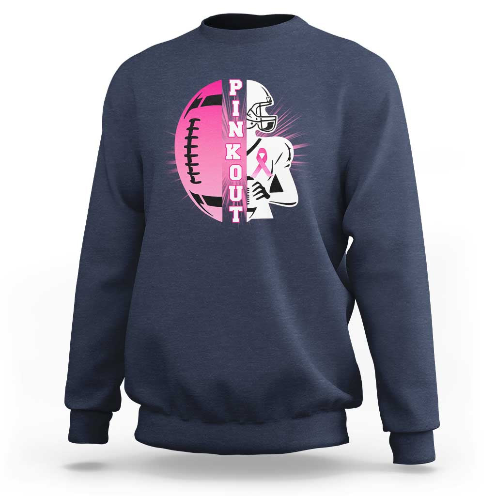 Pink Out Game Day Football Sweatshirt Breast Cancer Support - Wonder Print Shop
