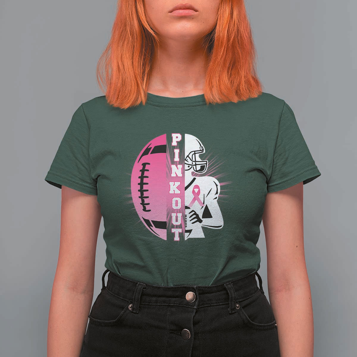 Pink Out Game Day Football T Shirt For Women Breast Cancer Support - Wonder Print Shop