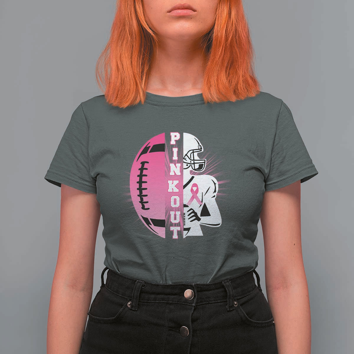 Pink Out Game Day Football T Shirt For Women Breast Cancer Support - Wonder Print Shop