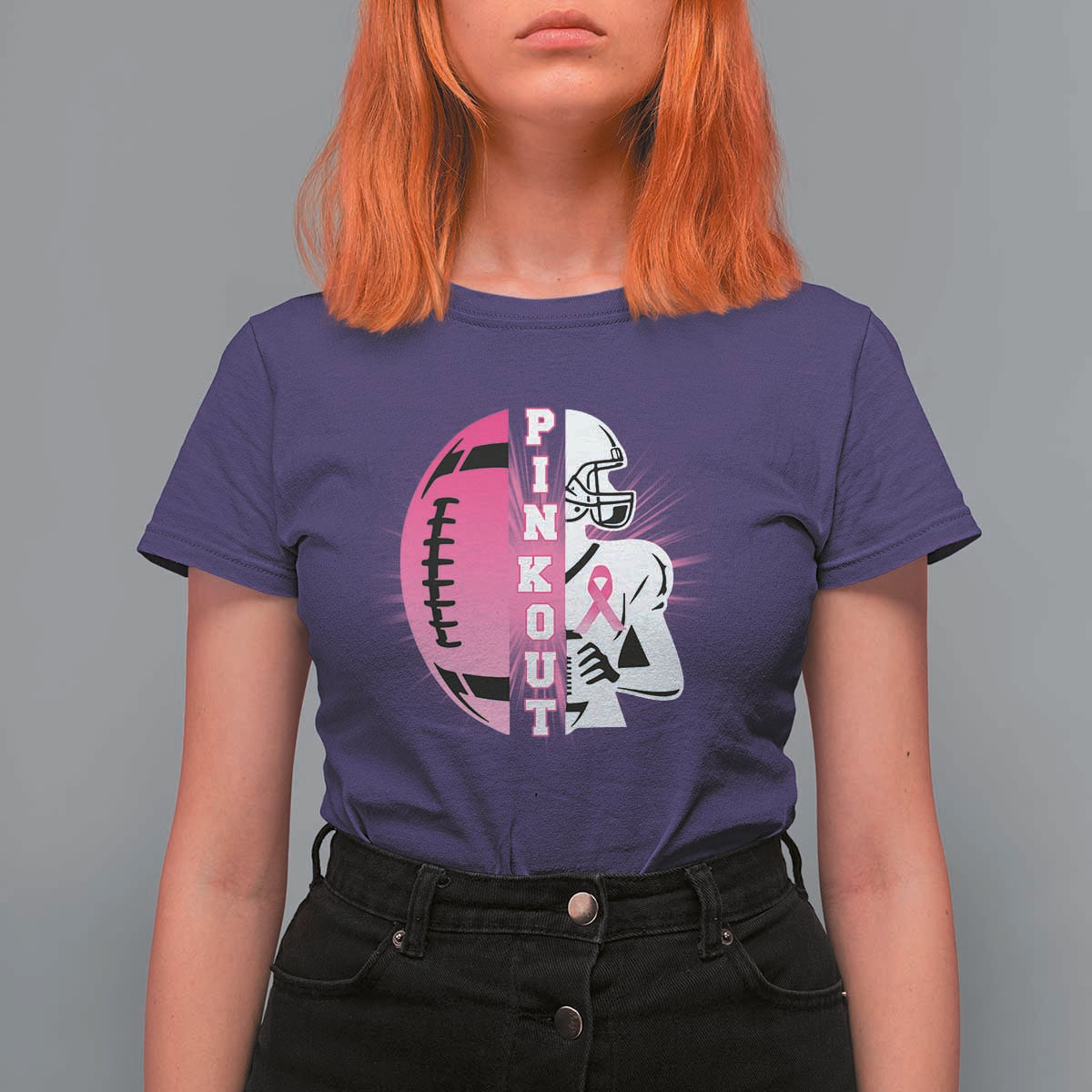 Pink Out Game Day Football T Shirt For Women Breast Cancer Support - Wonder Print Shop
