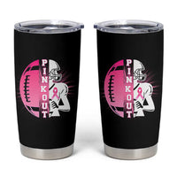 Pink Out Game Day Football Tumbler Cup Breast Cancer Support
