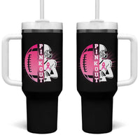 Pink Out Game Day Football Tumbler With Handle Breast Cancer Support
