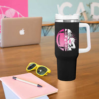 Pink Out Game Day Football Tumbler With Handle Breast Cancer Support