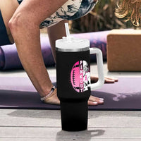 Pink Out Game Day Football Tumbler With Handle Breast Cancer Support
