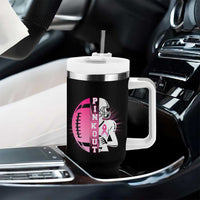 Pink Out Game Day Football Tumbler With Handle Breast Cancer Support