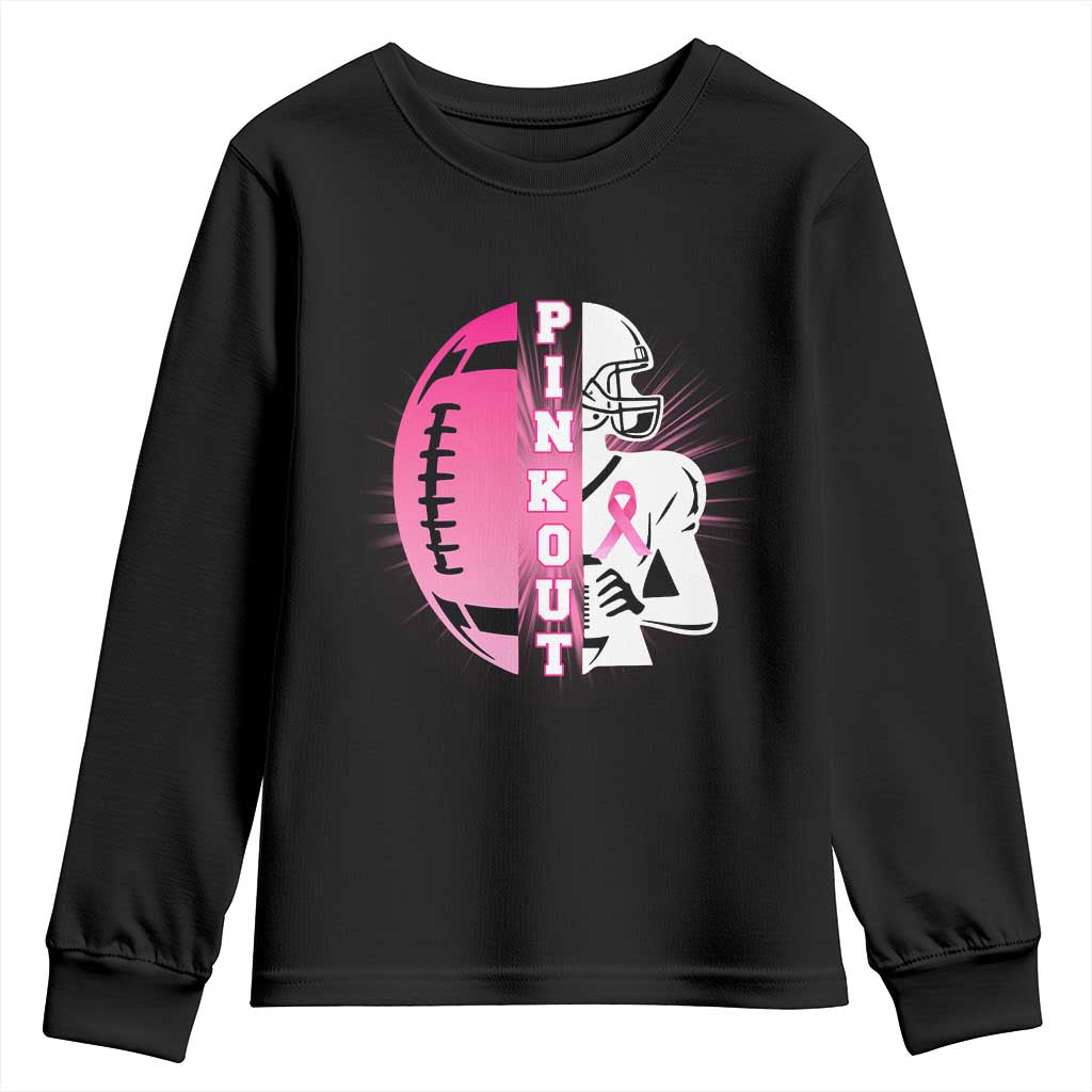 Pink Out Game Day Football Youth Sweatshirt Breast Cancer Support - Wonder Print Shop