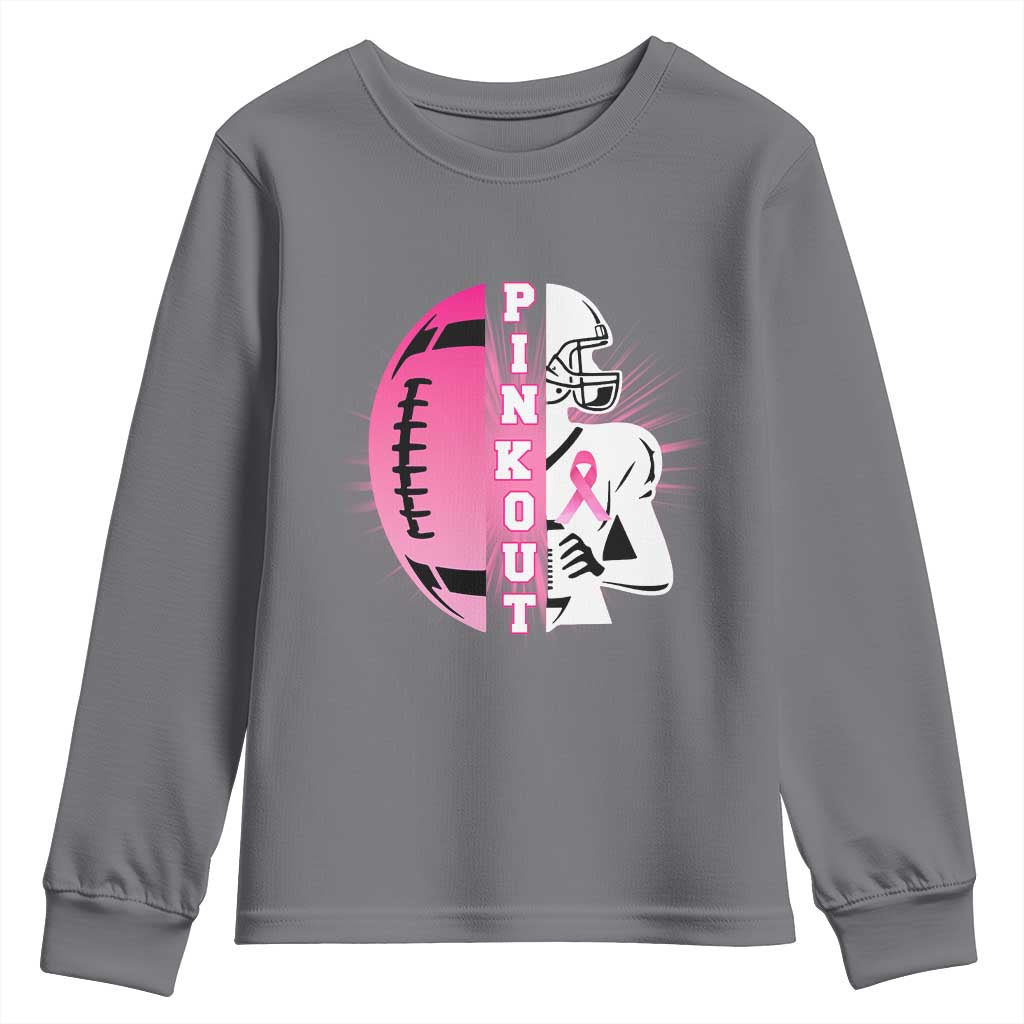 Pink Out Game Day Football Youth Sweatshirt Breast Cancer Support - Wonder Print Shop