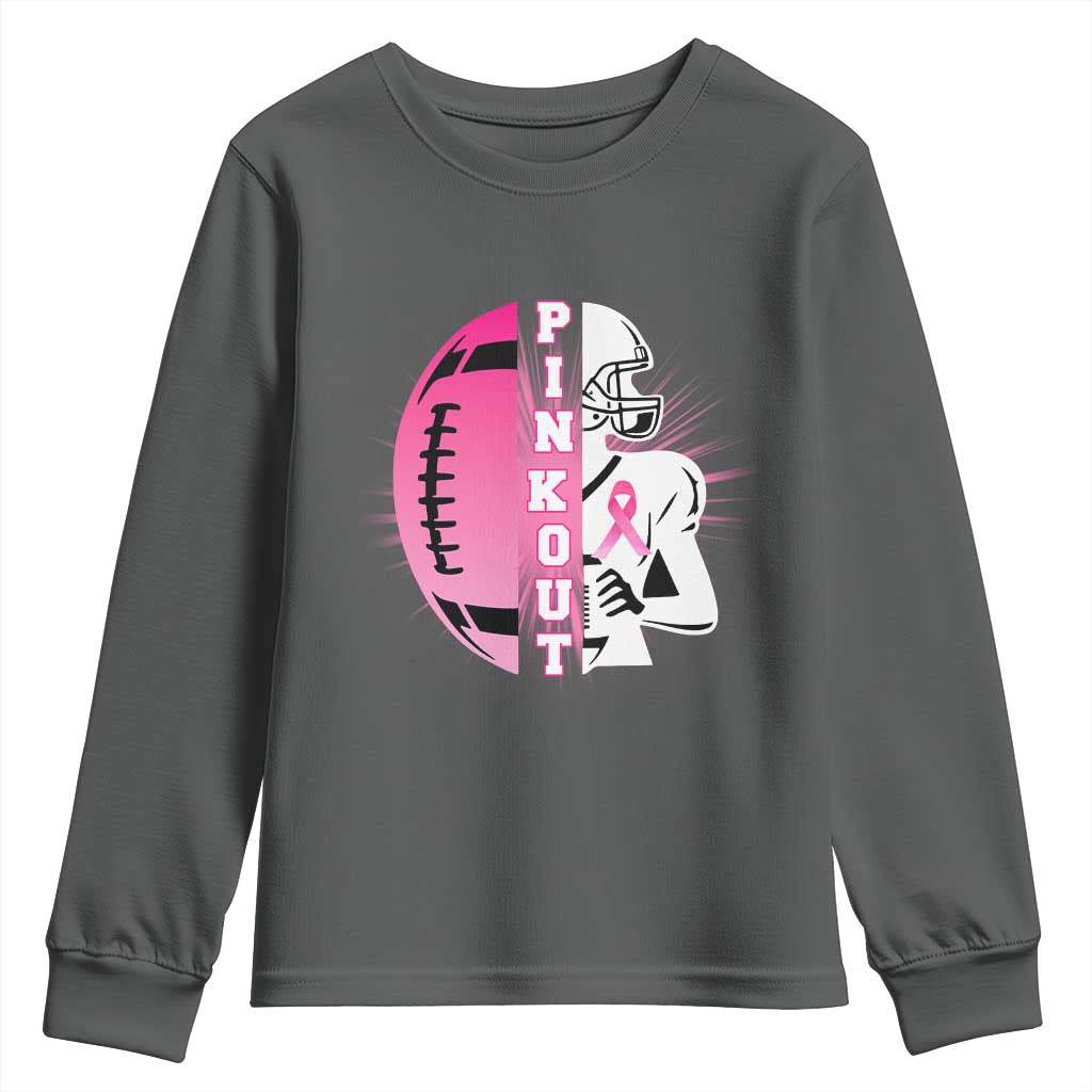 Pink Out Game Day Football Youth Sweatshirt Breast Cancer Support - Wonder Print Shop