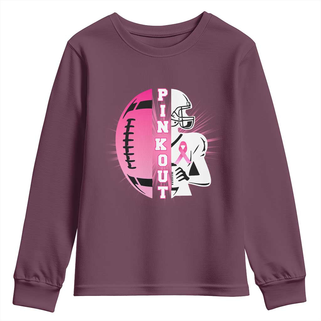 Pink Out Game Day Football Youth Sweatshirt Breast Cancer Support - Wonder Print Shop