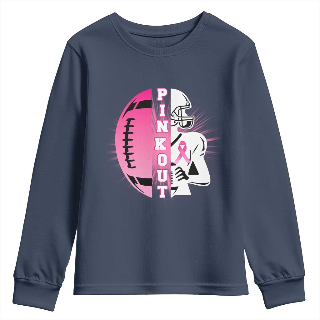 Pink Out Game Day Football Youth Sweatshirt Breast Cancer Support - Wonder Print Shop