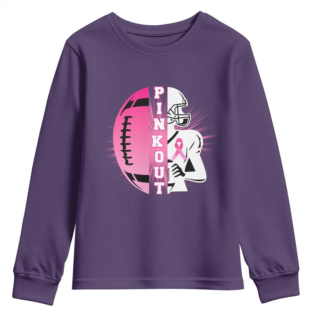 Pink Out Game Day Football Youth Sweatshirt Breast Cancer Support - Wonder Print Shop