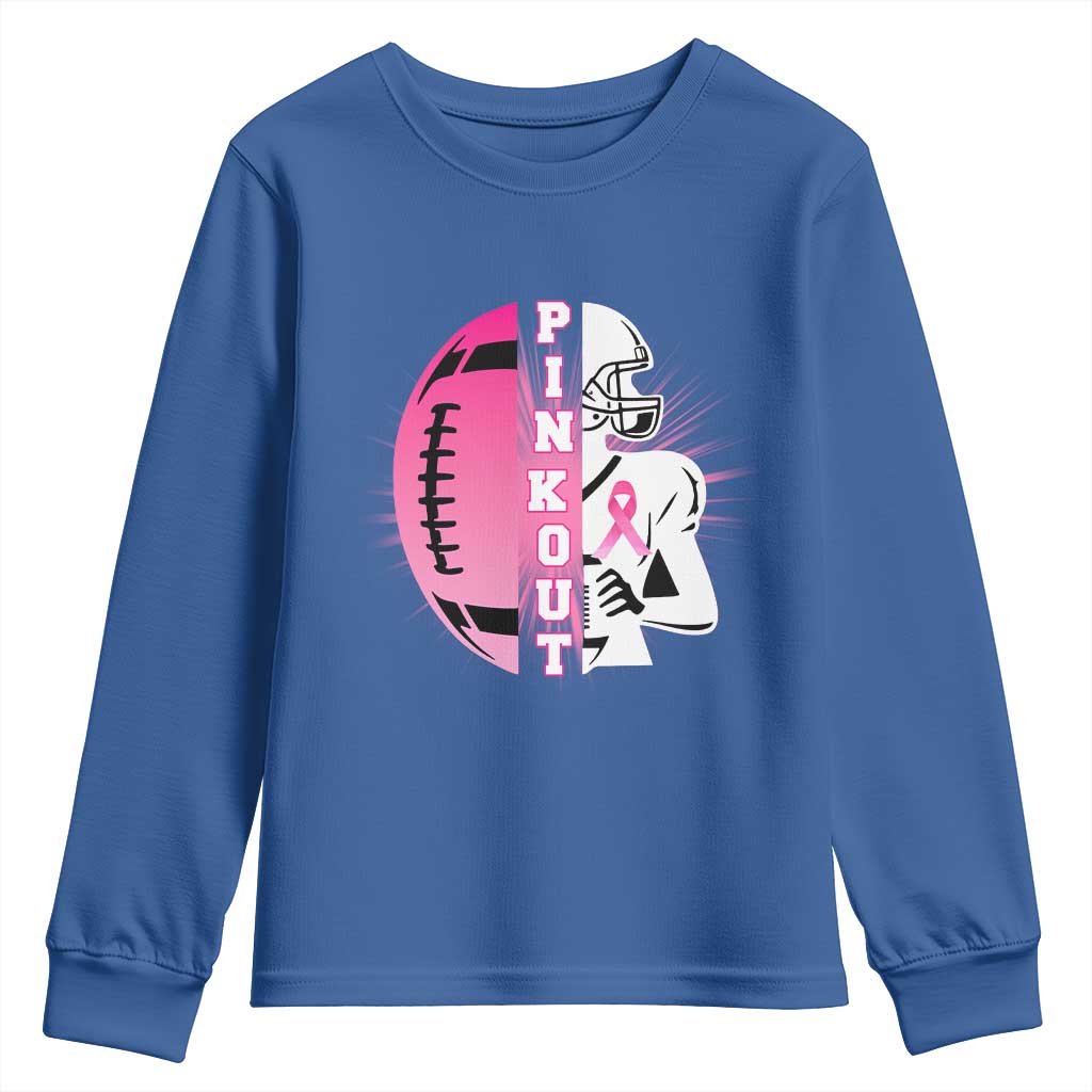 Pink Out Game Day Football Youth Sweatshirt Breast Cancer Support - Wonder Print Shop