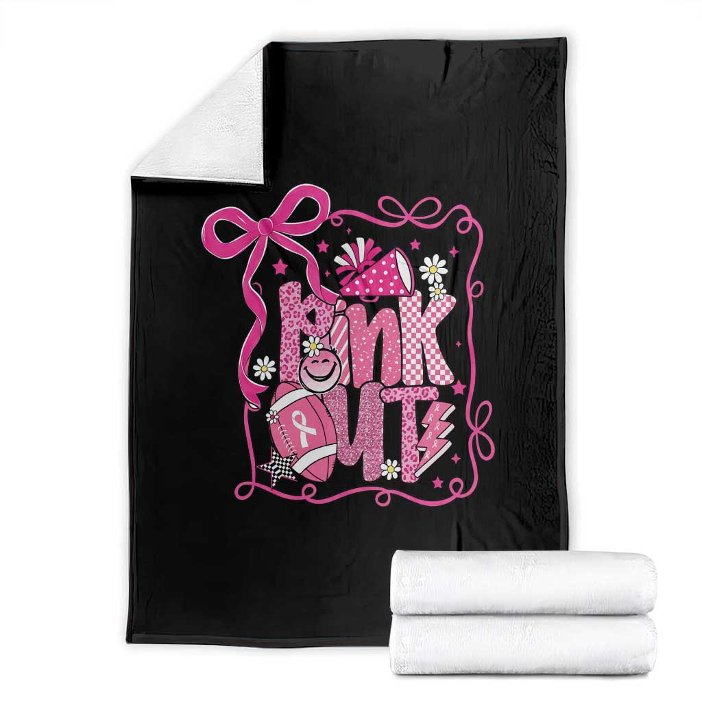 Pink Out Throw Blanket Football Support Breast Cancer Gift - Wonder Print Shop