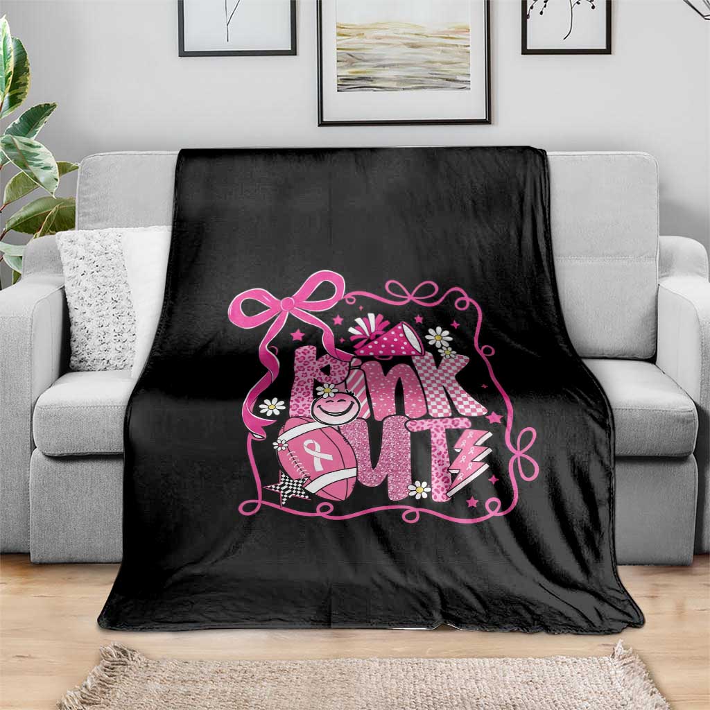 Pink Out Throw Blanket Football Support Breast Cancer Gift - Wonder Print Shop