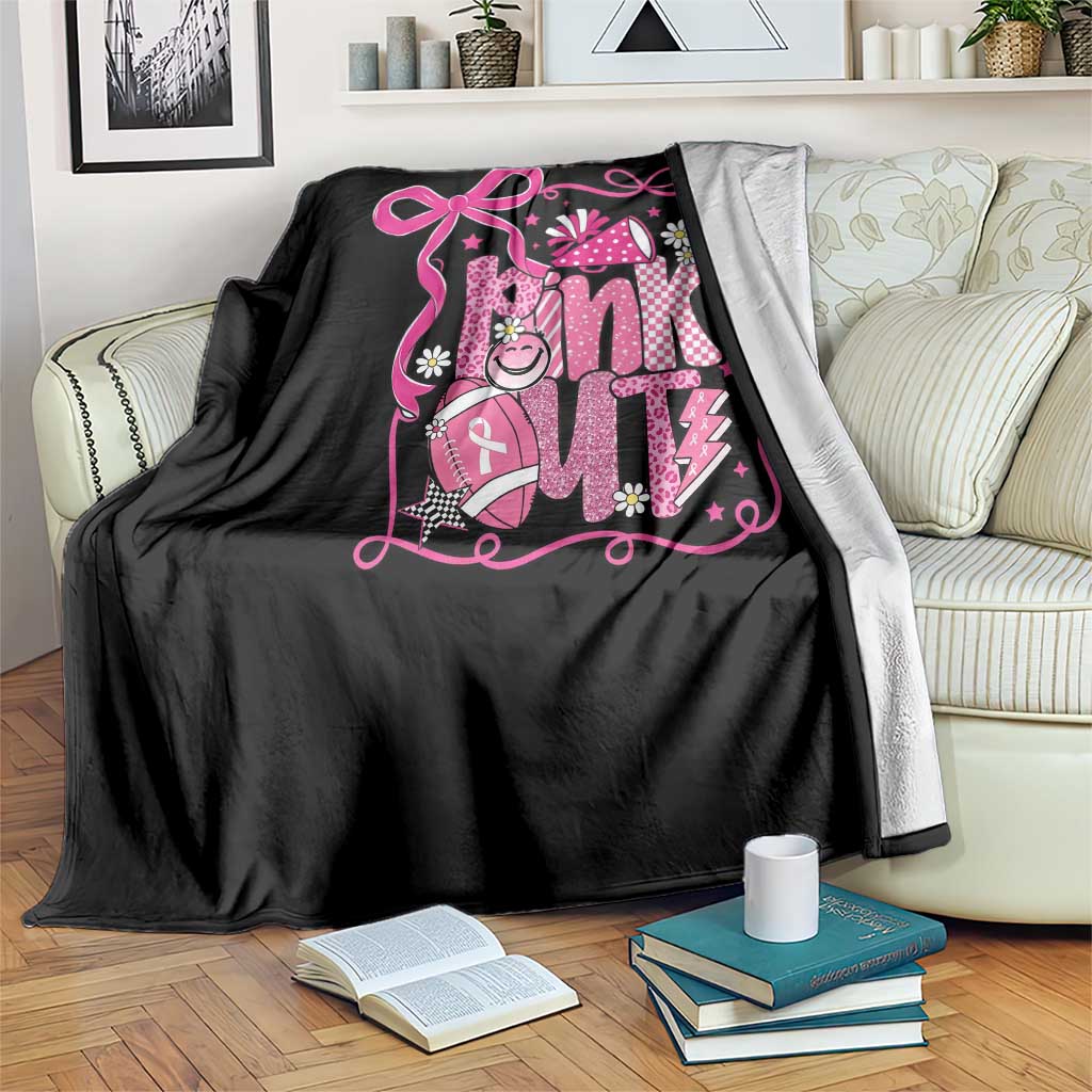 Pink Out Throw Blanket Football Support Breast Cancer Gift - Wonder Print Shop