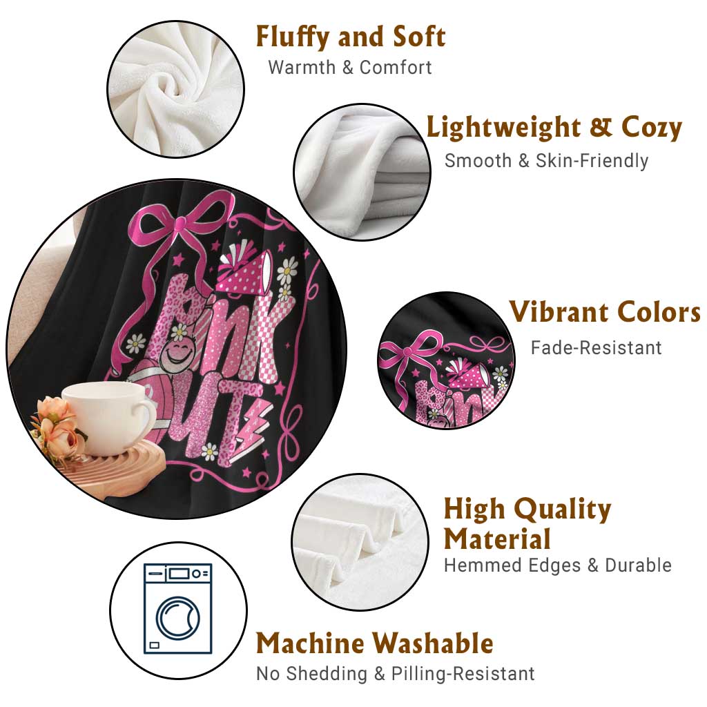 Pink Out Throw Blanket Football Support Breast Cancer Gift - Wonder Print Shop