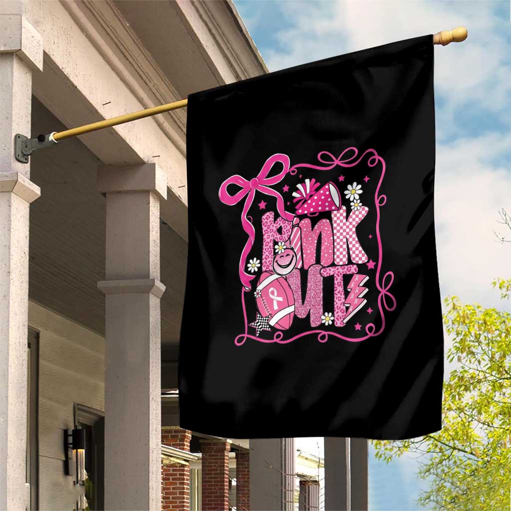 Pink Out Garden Flag Football Support Breast Cancer Gift - Wonder Print Shop