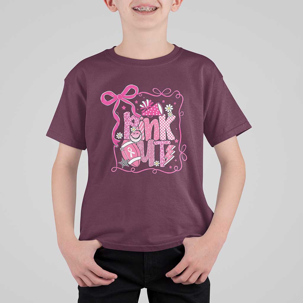 Pink Out T Shirt For Kid Football Support Breast Cancer Gift - Wonder Print Shop