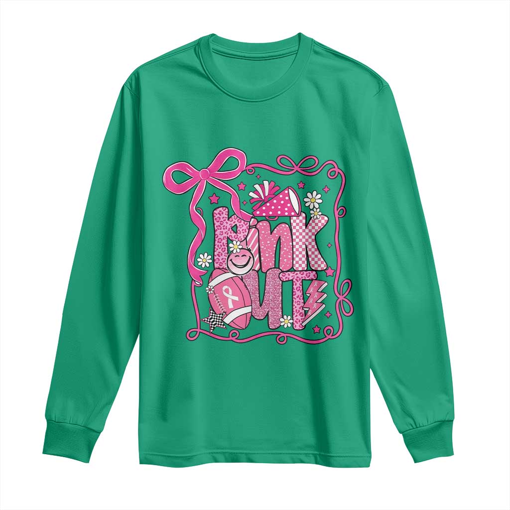 Pink Out Long Sleeve Shirt Football Support Breast Cancer Gift - Wonder Print Shop