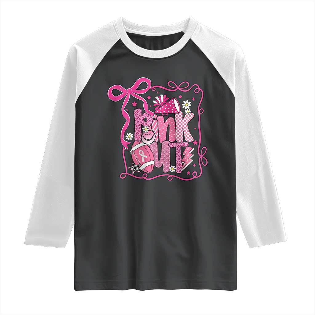 Pink Out Raglan Shirt Football Support Breast Cancer Gift - Wonder Print Shop