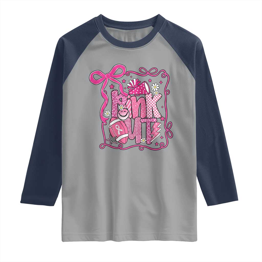 Pink Out Raglan Shirt Football Support Breast Cancer Gift - Wonder Print Shop
