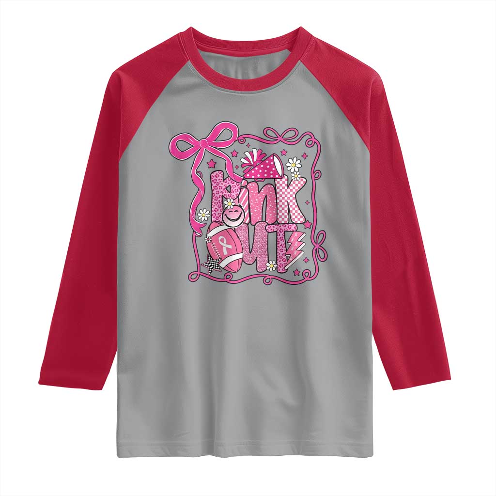 Pink Out Raglan Shirt Football Support Breast Cancer Gift - Wonder Print Shop