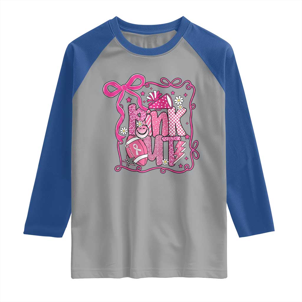 Pink Out Raglan Shirt Football Support Breast Cancer Gift - Wonder Print Shop