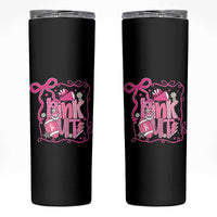 Pink Out Skinny Tumbler Football Support Breast Cancer Gift