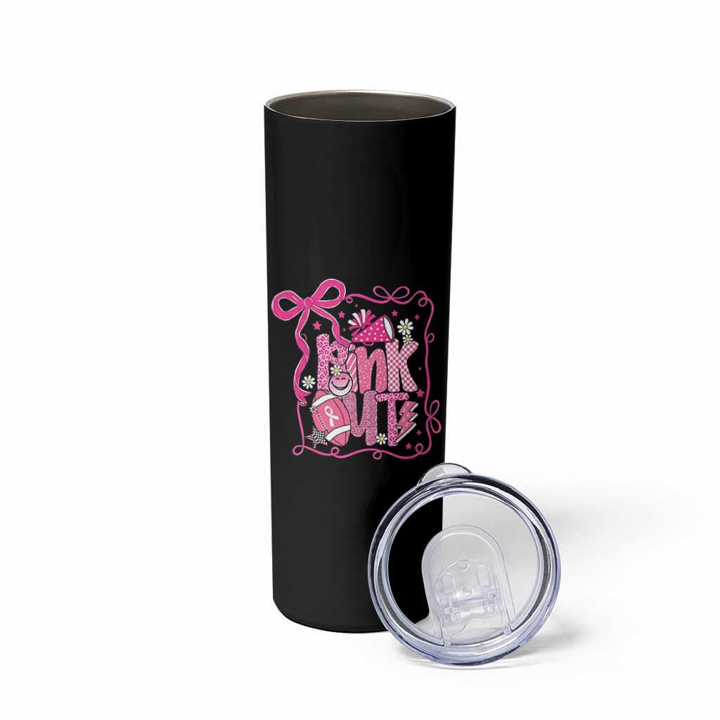 Pink Out Skinny Tumbler Football Support Breast Cancer Gift