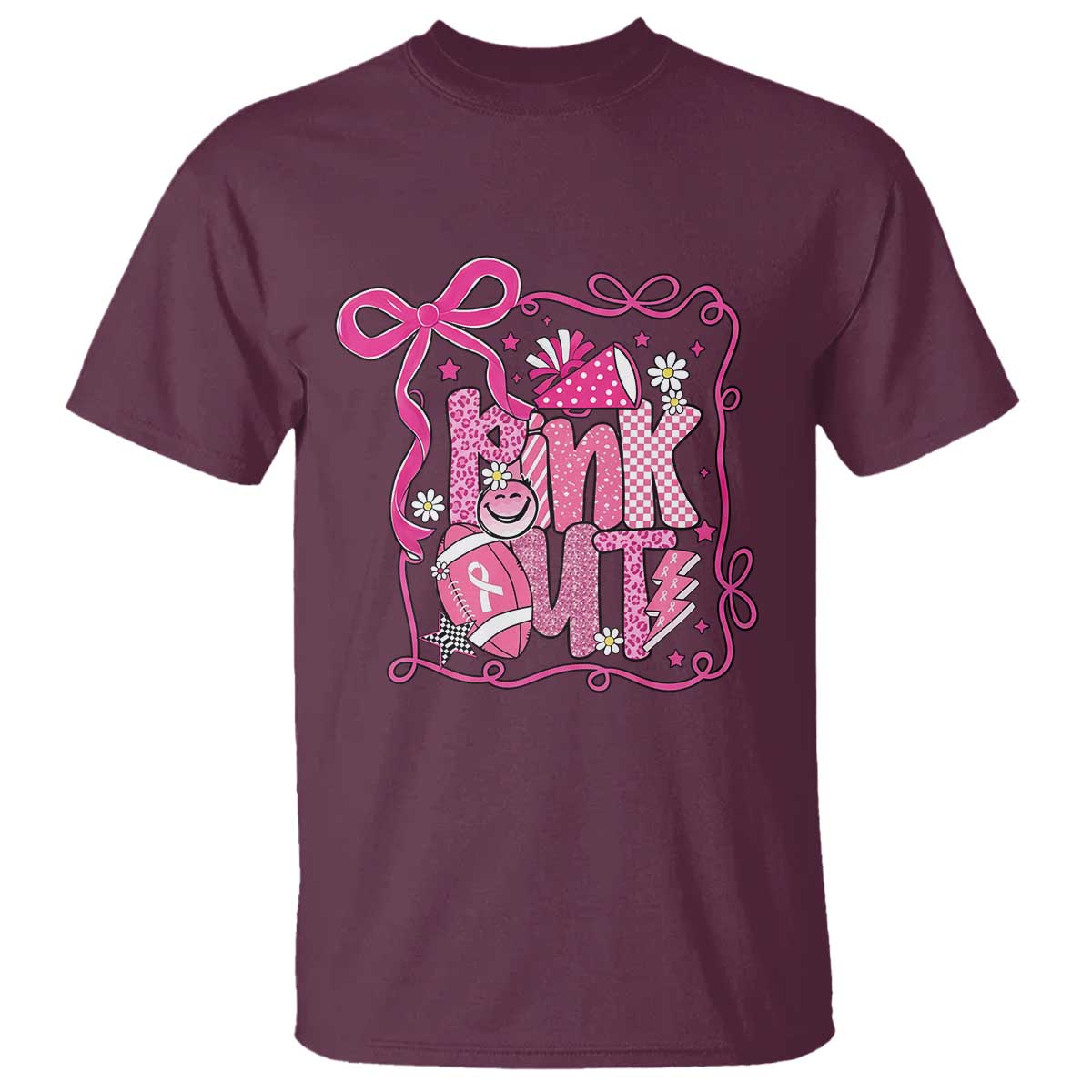 Pink Out T Shirt Football Support Breast Cancer Gift - Wonder Print Shop