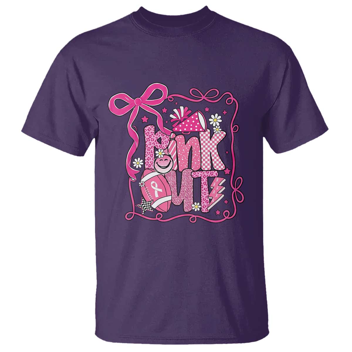 Pink Out T Shirt Football Support Breast Cancer Gift - Wonder Print Shop