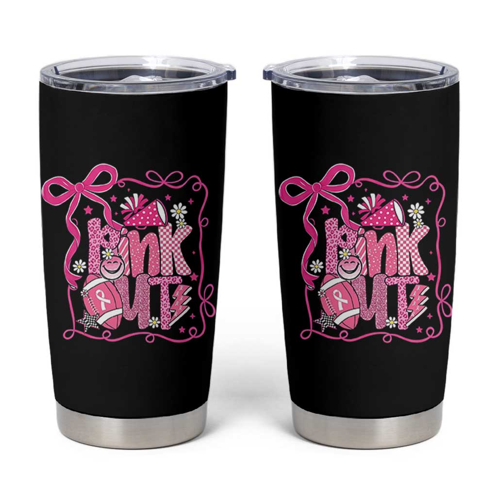 Pink Out Tumbler Cup Football Support Breast Cancer Gift