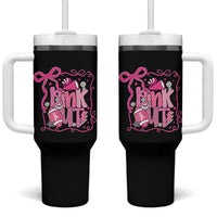 Pink Out Tumbler With Handle Football Support Breast Cancer Gift