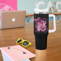 Pink Out Tumbler With Handle Football Support Breast Cancer Gift