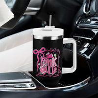 Pink Out Tumbler With Handle Football Support Breast Cancer Gift