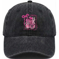 Pink Out Washed Cotton Baseball Cap Football Support Breast Cancer Gift