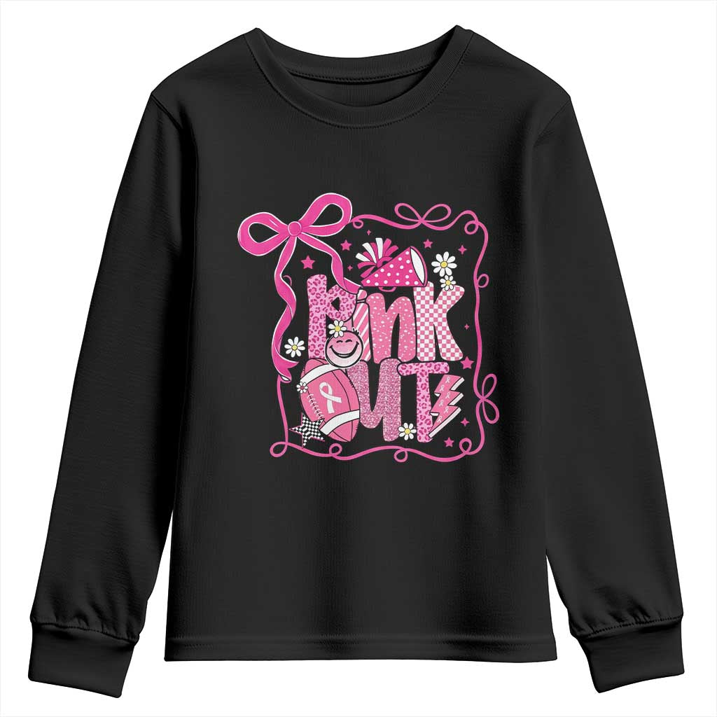 Pink Out Youth Sweatshirt Football Support Breast Cancer Gift - Wonder Print Shop